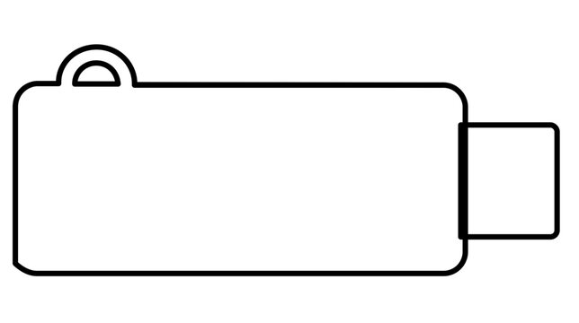 A clean flat vector line icon showing a simple USB drive for data transfer, useful in cloud storage apps, tech guides, and device settings.