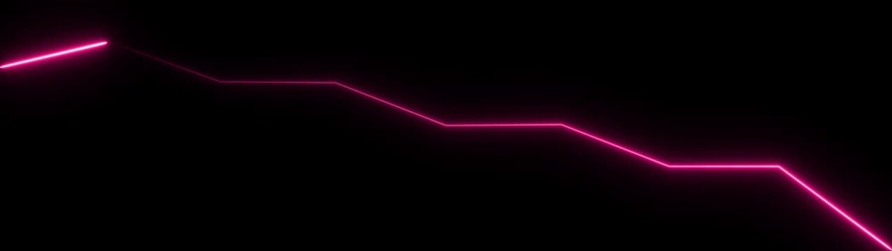 glowing neon downward graph with arrow  indicating decline, loss, and negative trends on a dark, abstract background, perfect for conveying risk, crisis animation. 4k
