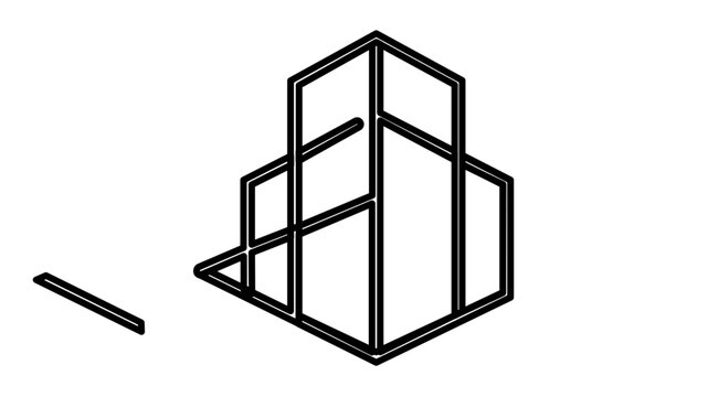 Clean flat vector line icon of a compact office structure, ideal for workplace apps, business categories, and metropolitan guides.