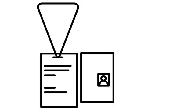 Clean flat vector line icon of a user ID badge, suitable for authentication flows, business directories, access cards, and admin panels.