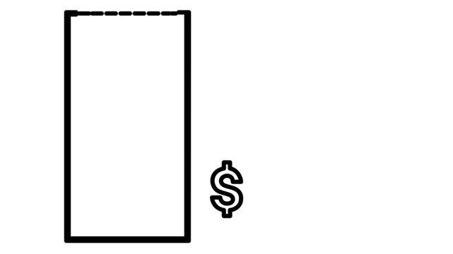 A clean flat vector line icon featuring a receipt with neat marks, suited for digital wallets, accounting software, and purchase confirmation.