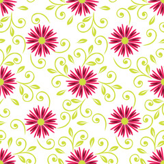 Obraz premium Seamless valentine flower pattern background, with leaf floral elegant decor.