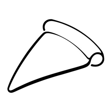 Simple clean flat vector line icon of a cheesy pizza slice, perfect for delivery services, cafe signage, party invites, and menu categories.