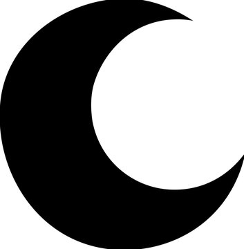A clean flat vector line icon featuring a pared down moon mark works for astronomy lessons, observatory guides, planetarium signage, and night forecasts.