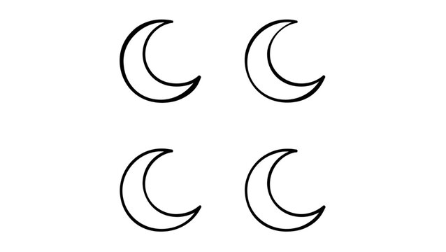 Clean flat vector line icon of a crescent moon, ideal for night mode buttons, sleep apps, astronomy themes, or weather forecast interfaces.