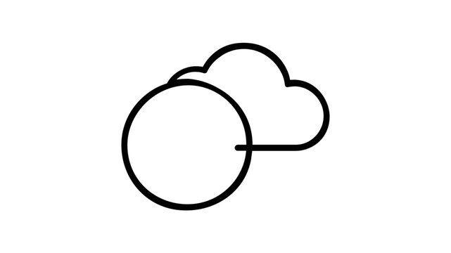 Clean flat vector line icon of a partly cloudy sun, ideal for weather apps, daily forecasts, travel planning, and bright interface indicators.
