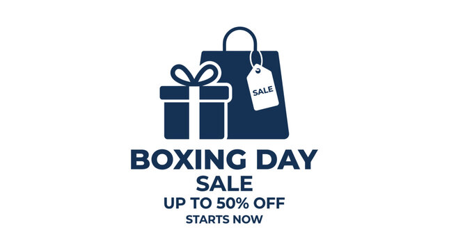 Boxing Day Sale icon featuring gift box and shopping bag.