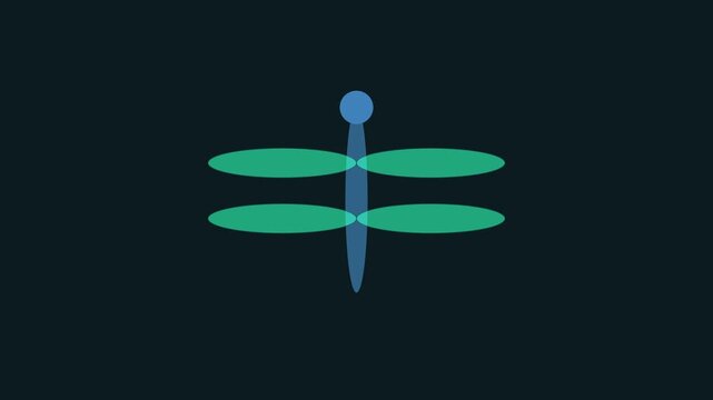 Minimalist dragonfly animation: flat for digital media and motion 4k flat motion symbol