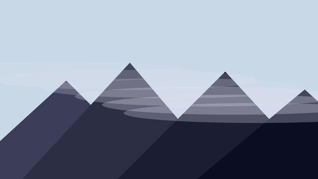Minimalist mountain landscape animation with moving fog and clouds 4k