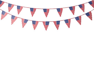 Obraz premium American flag bunting creating a patriotic border, celebrating usa holidays like 4th of july, transparent background