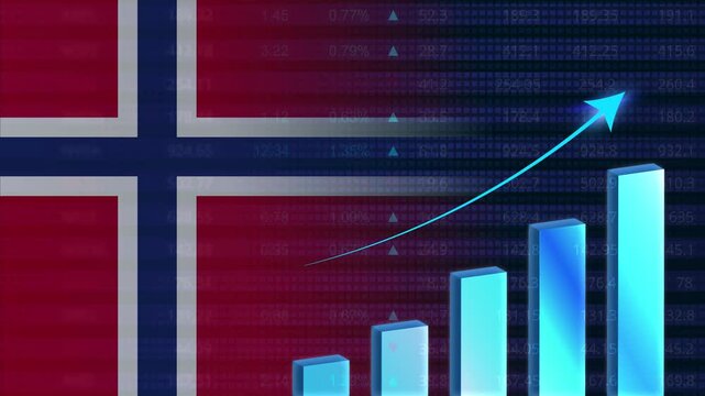 Norway economy growth concept background.Norwegian stock exchange.Norway flag with stock market graph and bar