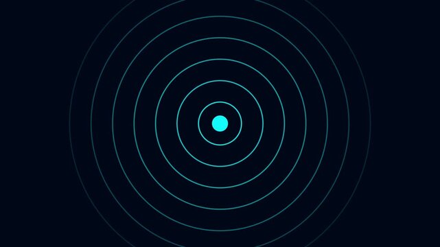 Pulsing cyan concentric circles abstract motion animation 4k background, for technology and, digital communication concepts