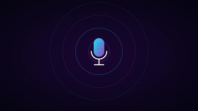 Minimalist Microphone Podcast Icon In Vibrant Blue And Purple
