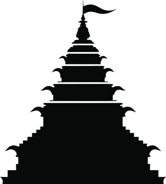 Jagannath Rath Temple Crown Chura Sacred Silhouette Minimal Black Vector Isolated Transparent Traditional Odia Festival Heritage Premium Stock Illustration