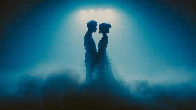 Silhouette d'un couple amoureux