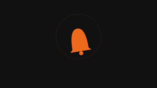 Animated orange notification bell pulsing for social media alerts and ui animation 4k