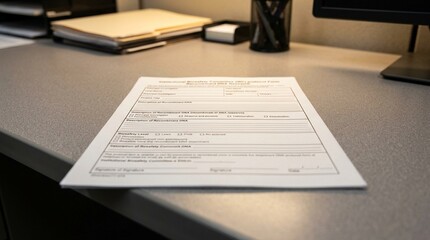 Obraz premium Institutional biosafety committee IBC protocol registration form for recombinant DNA research on a safety officer desk