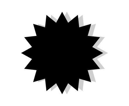 Black star shape burst icon with soft drop shadow