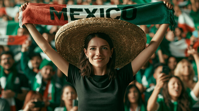 Excitement fills the air as a fan cheers for Mexico during the game
