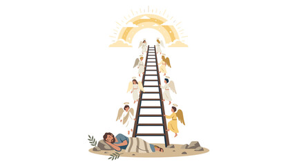 Obraz premium Jacob's Dream Stairway to Heaven with Angels Ascending and Descending