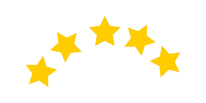 Five yellow stars arranged in an arch shape representing a quality rating or review score