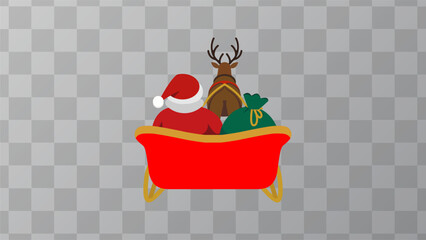 Festive Christmas illustration featuring Santa Claus in a red sleigh with a reindeer and gift sack. Isolated holiday design ideal for seasonal, winter, and celebration themes. © Владимир Беличенко