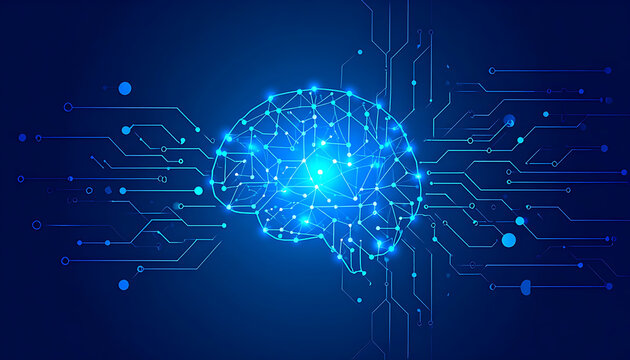 glowing digital brain with circuits and connections, artificial intelligence concept, futuristic technology and neural network