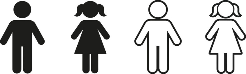 Set of male and female stick figure vector illustration. © Alhamdulillah Allah 