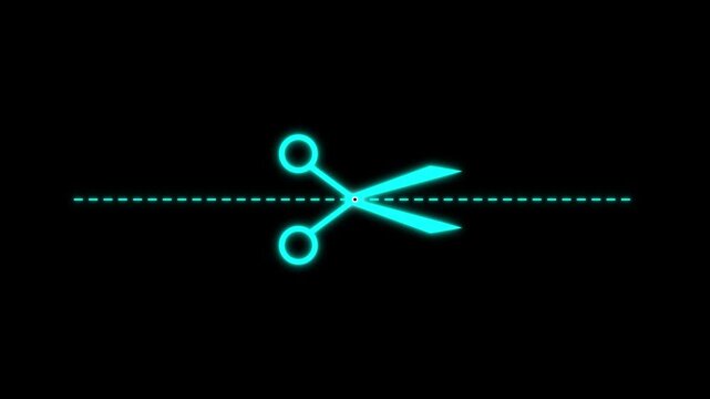 Animated Cyan Scissors Opening and Closing Motion Loop