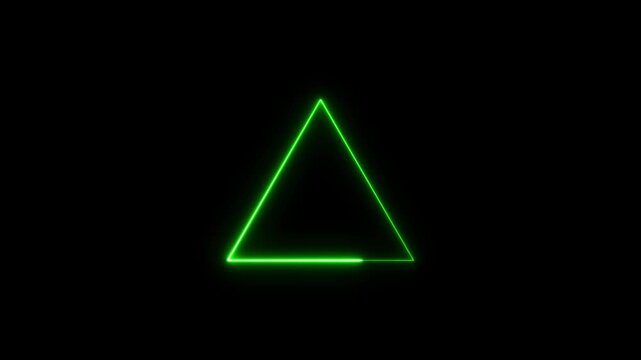 Neon green glowing triangle frame animated border on black background