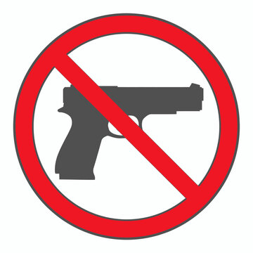 No guns allowed sign with red circle and line  gun prohibition symbol