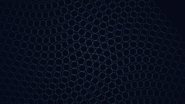 Abstract hexagon grid motion background: digital technology geometric pattern animation 4k