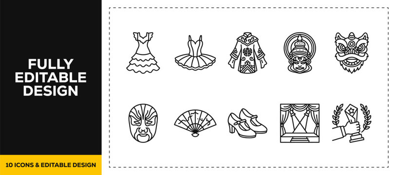 flat vector illustration line art icon bundle set design showcasing digital cloud storage file management computer data network folders and user profiles graphics web apps UI