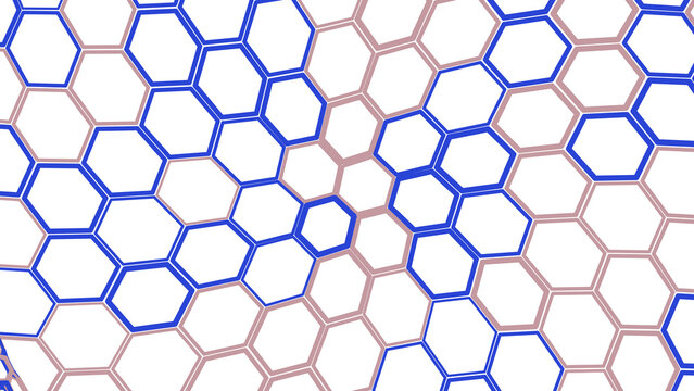 Blue and beige hexagonal grid pattern isolated on transparent background for interior design or architectural mockups