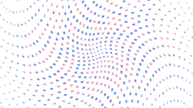 Blue and pink wavy grid of diamonds isolated on transparent background for modern digital branding and web graphics