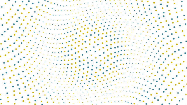 Yellow and teal polka dot halftone wave pattern isolated on transparent background for professional graphic assets