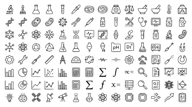 :
Editable Science Laboratory and Medical Research Icon Vector Collection with Engineering and Analytics Symbols