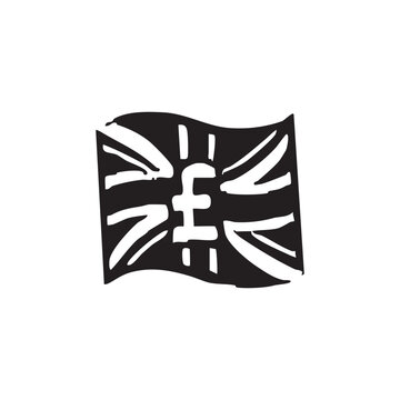 United kingdom flag icon with british pound sterling symbol