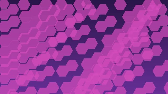 Abstract purple hexagon pattern motion background, digital geometric tech animation, seamless looping science and data visualization 4k