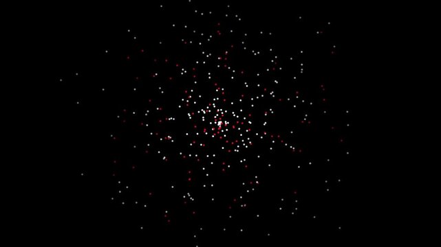 Abstract red and animation 4k white particle explosion motion background, on black