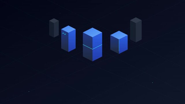 modern flat isometric tech city vector animation