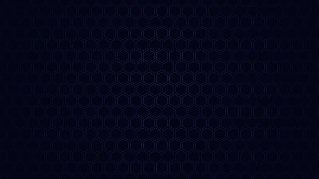 Dark blue hexagon pattern animation 4k background, with subtle glowing, motion lines for, tech and digital presentations