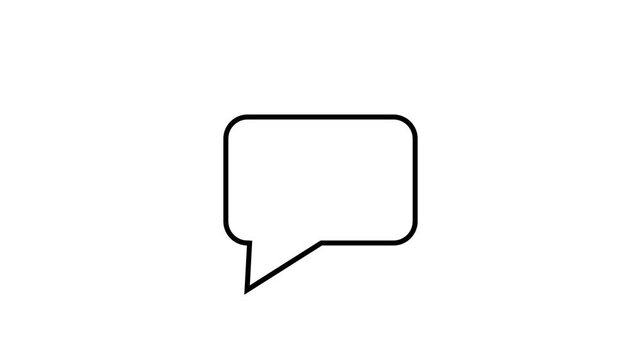 Speech bubble appears and disappears in horizontal video sequence on black background