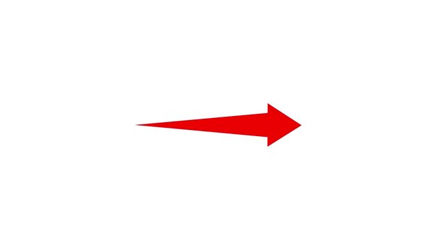 Red arrow moving across white background horizontal progression footage