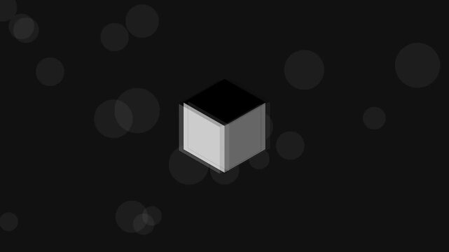 Minimalist 3 d cube rotating animation with bokeh light 4k background, for modern tech, motion rotation