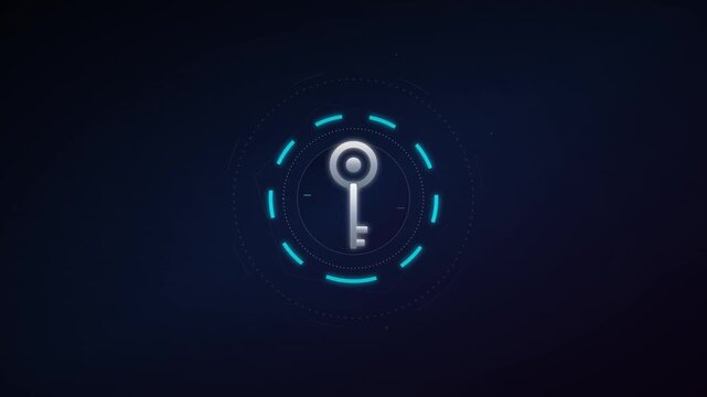modern key access icon with security motion shapes