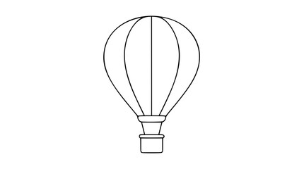 Classic hot air balloon vector icon, hand drawn minimalist outline with smooth rounded envelope panels and tiny basket, scalable SVG for travel maps, vacation graphics, aviation badges, and decor © Ekha