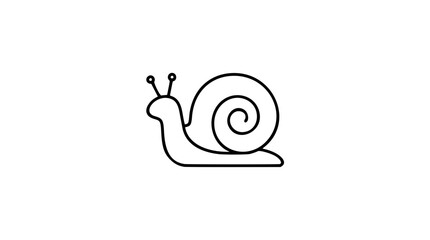 Cute snail vector icon in playful hand drawn outline style, with spiral shell, antennae, and long crawling body, clean black line art for garden, nature, wildlife, nursery, and educational designs © Ekha