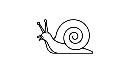 Crawling snail vector icon in clean hand-drawn outline style, spiral shell and antennae, minimalist black line illustration for nature, garden, wildlife, education, stickers, logos, and kids designs © Ehtsham