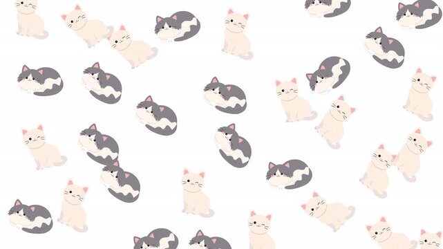 Cute cream kittens grey sleeping cats design. Suitable for backgrounds, fabrics, and petthemed products for animal lovers.